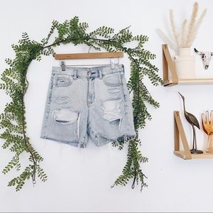 AE Ripped Denim Baggy Mom Shorts
